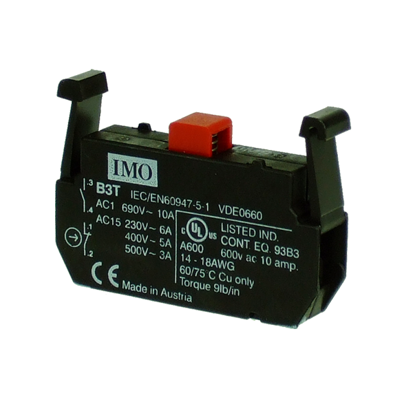B3T01 - Contact Block - Normally Closed - Clips Onto B3S/B3M
