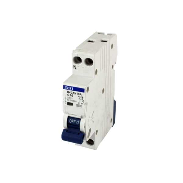 B4C1NXX - 1P+N MCB 4.5kA, C Curve 1 Pole + Neutral, Various Options, 415VAC