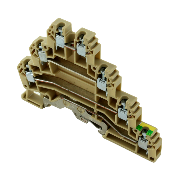 ERT3EBEIGE - Screw Clamp Terminal - 2.5mm - Triple Deck with Earth - Box of 100