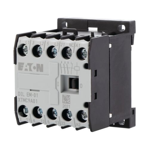 Eaton Moeller® series DILEM Contactor, 48 V 50 Hz, 3 pole, 380 V 400 V, 4 kW, Contacts N/C = Normally closed= 1 NC, Screw terminals, AC operation