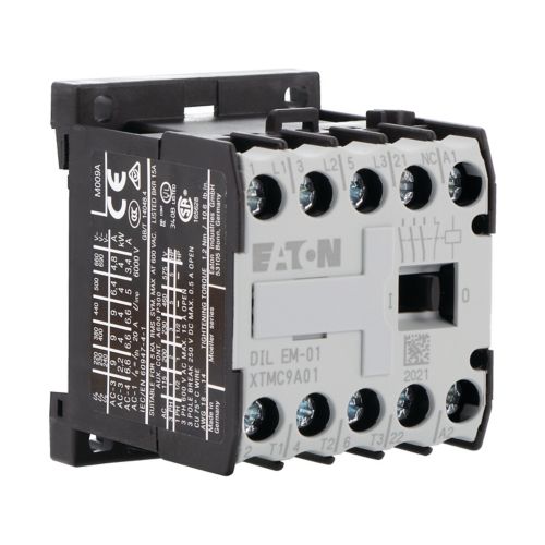 Eaton Moeller® series DILEM Contactor, 48 V 50 Hz, 3 pole, 380 V 400 V, 4 kW, Contacts N/C = Normally closed= 1 NC, Screw terminals, AC operation