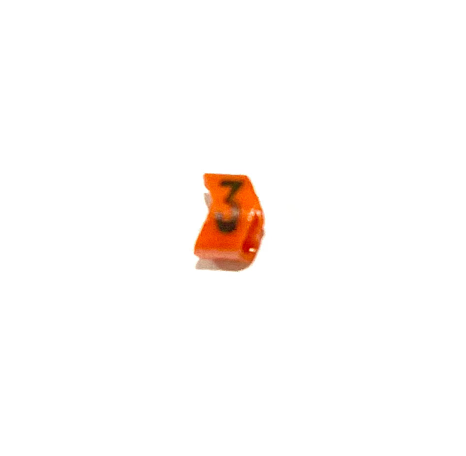Bag of 200 - Colour Coded Cable Marker - Number 3 - Orange