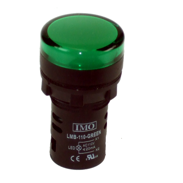 LMB-XX-GREEN - Green 22mm IMO Pilot Light - Various Voltages