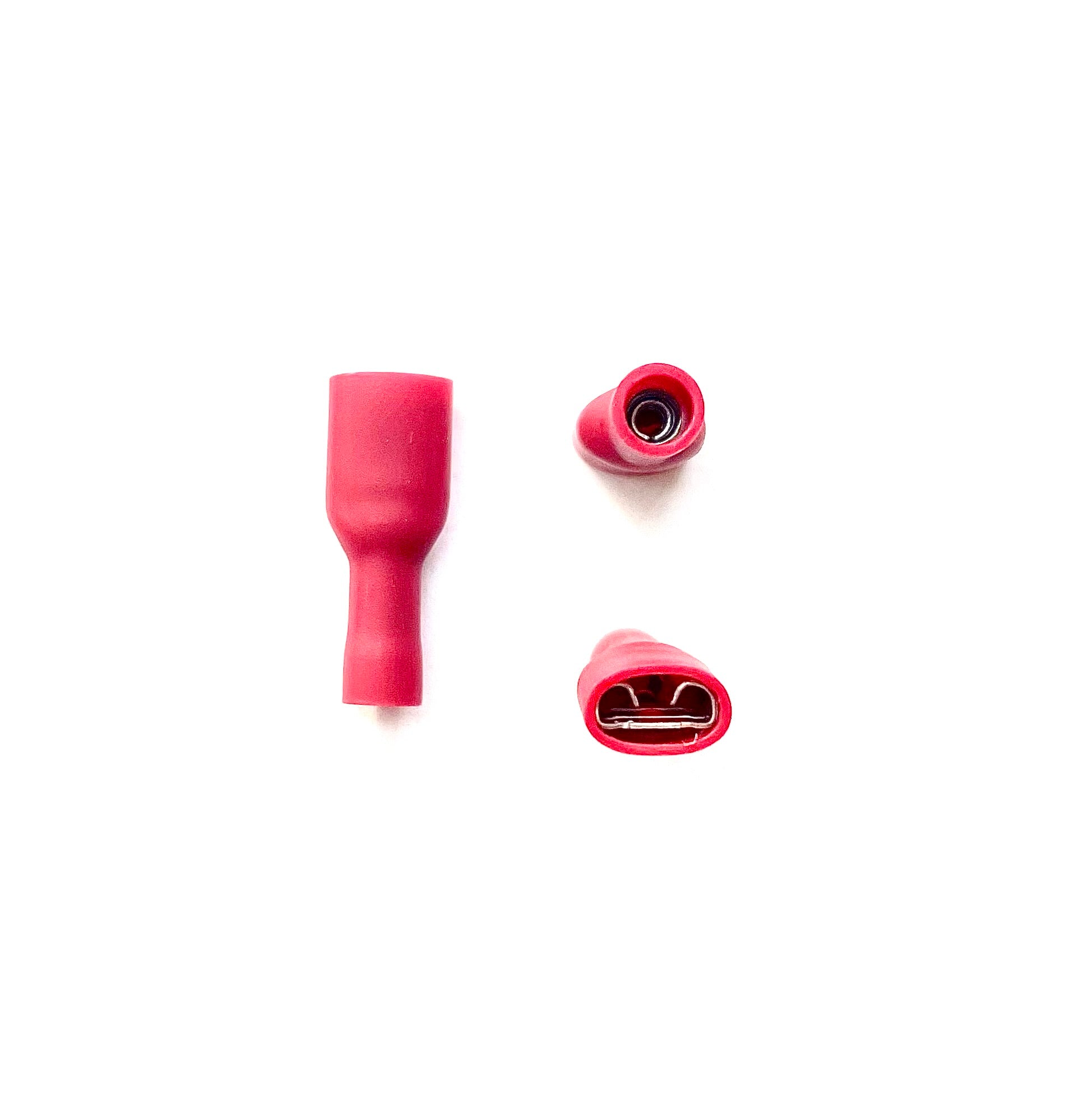 Fully Insulated Female Push On - Red - 0.5-1.5mm Cable - 4.8mm - Pack of 100