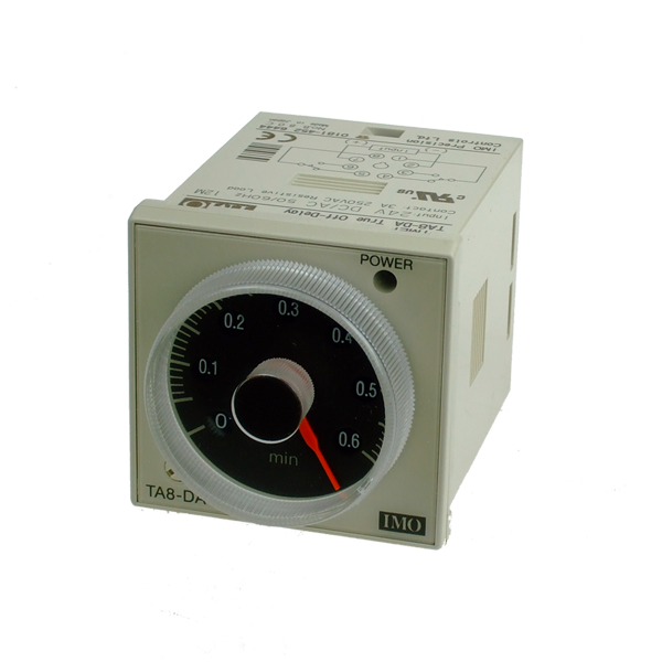 Panel Mount Timer 0.06m-12m,, Double Pole CO 5A, 8 Pin