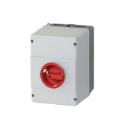 IMO C432RPFH4-GR IP65 Plastic Enclosure with Rotary Handle, Grey/Red Lockable, with N- and PE- Terminals