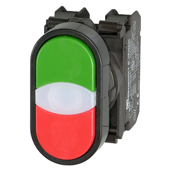 IMO BS3DT-GRE/RED11 Pushbutton Spring Return, Green/Red, Double Actuation