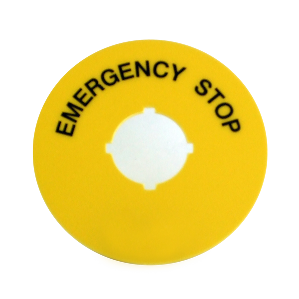 IMO B3-7603-2 Push Button Yellow Disc, Emergency Stop Label