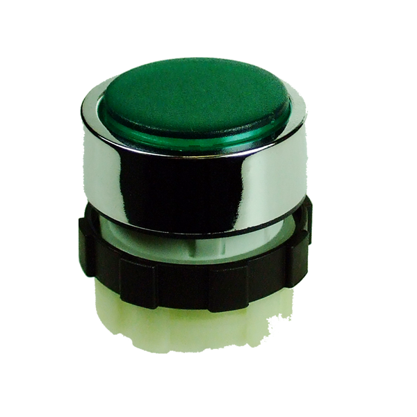 IMO BC3DLGREEN Illuminable Push Button,, Spring Return, Green, Chrome
