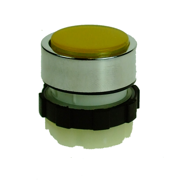 IMO BC3DLYELLOW Illuminable Push Button,, Spring Return, Yellow, Chrome