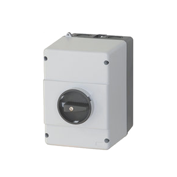 IMO C432RPFH4 IP65 Plastic Enclosure with Rotary Handle, Black/Grey Lockable, with N- and PE- terminals