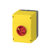 IMO C432RPFHN4 IP65 Plastic Enclosure with Rotary Handle, Red/Yellow Lockable, with N- and PE- Terminals