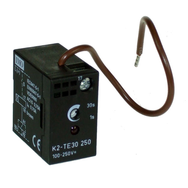IMO K2-TE30250 Contactor Timer On-Delay, 1-30s, 100-250V AC/DC