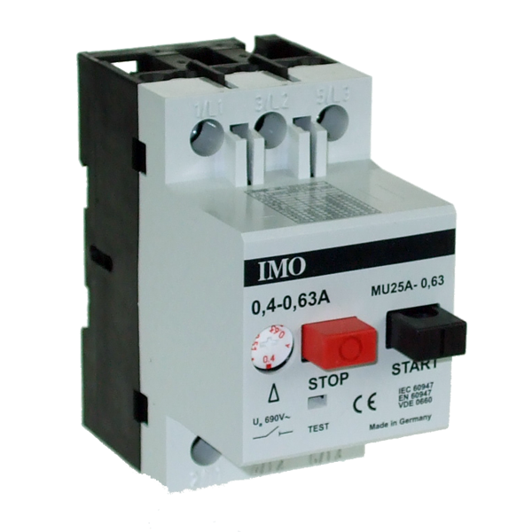IMO MU25A0.6 Manual Motor Starter, 0.4 To 0.63 Amps