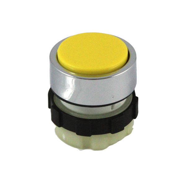 IMO BC3DRYELLOW Maintained Pushbutton, Yellow,, Chrome Bezel