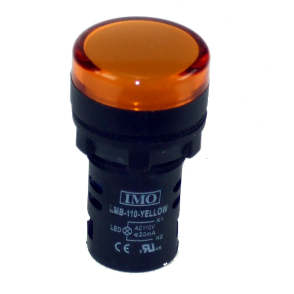 IMO LMB-12-YELLOW LED Pilot Light 12V AC/DC IP65, Yellow