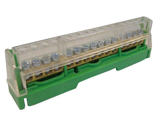 Din Rail Mounted - 63A 15 Way - Earth Terminal Block