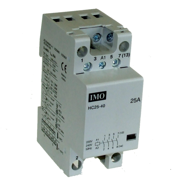 IMO HC25-31230VS Modular Heating Contactor 25A, 3 Pole NO, 1 Pole NC, 230VAC/DC Coil, Hum-Free