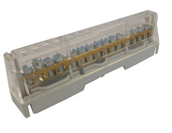 Din Rail Mounted - 63A 15 Way - Grey Terminal Block