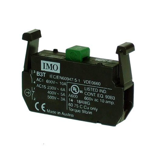 B3T10 - Contact Block - Normally Open - Clips Onto B3S/B3M