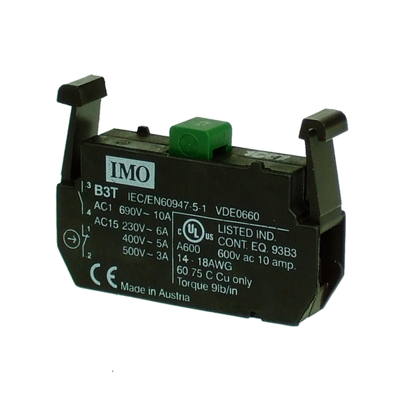 B3T10 - Contact Block - Normally Open - Clips Onto B3S/B3M