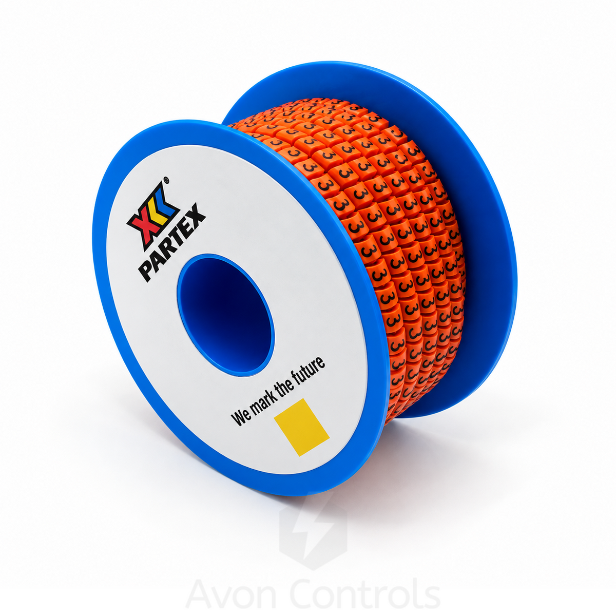 Bag of 200 - Colour Coded Cable Marker - Number 3 - Orange