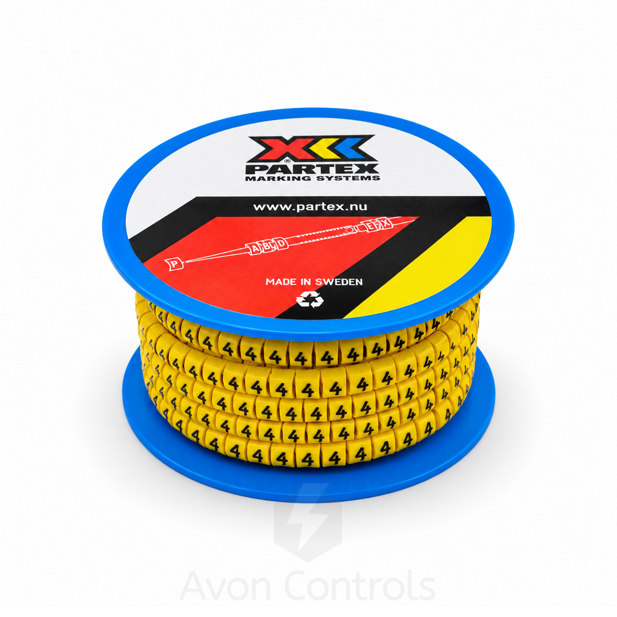 Partex PA1/3 - Colour Coded Cable Marker - Number 4 - Yellow - Reel of 1000