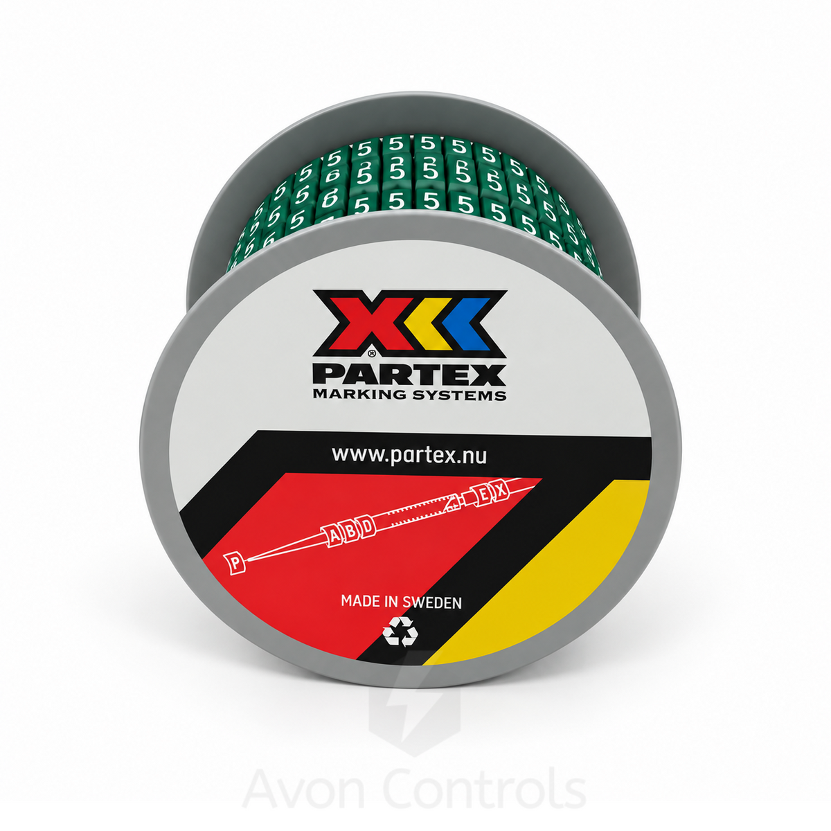 Partex PA1/3 - Colour Coded Cable Marker - Number 5 - Green - Reel of 1000