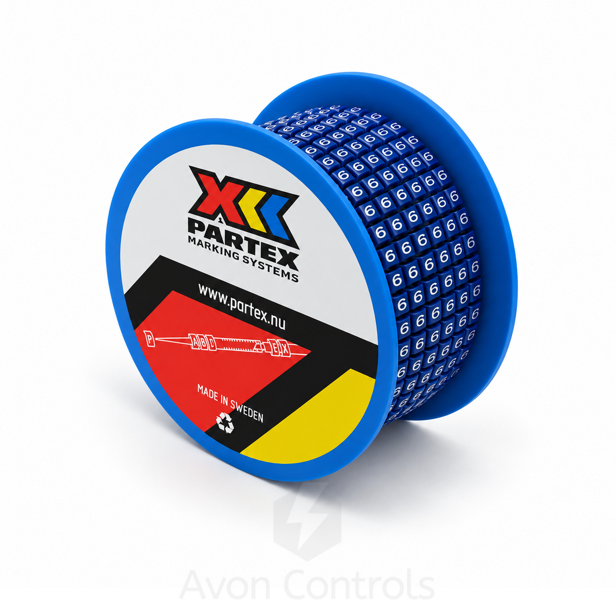 Partex PA1/3 - Colour Coded Cable Marker - Number 6 - Blue - Reel of 1000