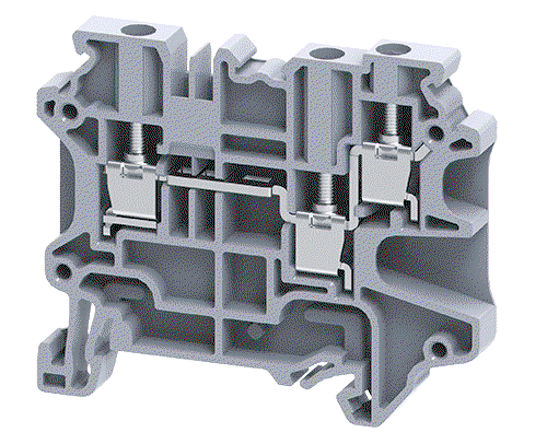 Connectwell CY4/3, 4 mm², Three-connection feed-through terminal block, Grey