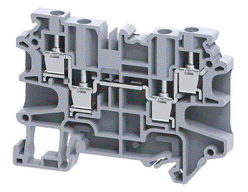 Connectwell CY4/4, 4 mm², Four-connection feed-through terminal block, Grey