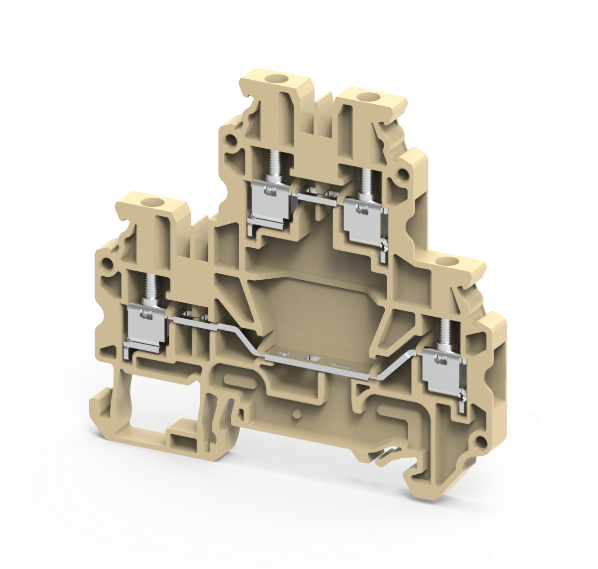 Connectwell CYDL2.5BG, 2.5 mm², Double-level feed-through terminal block, Beige