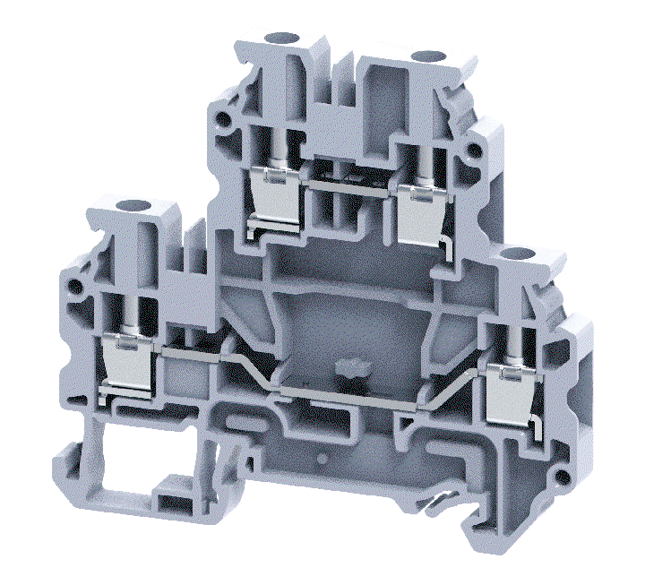 Connectwell CYDL4, 4 mm², Double-level feed-through terminal block, Grey