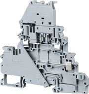 Connectwell CYDLF4L110-240V, 4 mm², Double-level fuse and feed-through terminal block, with 110–240 V AC/DC LED, Grey