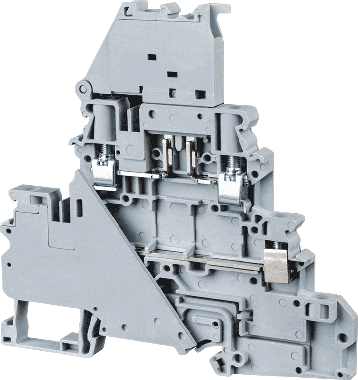 Connectwell CYDLF4L110-240V, 4 mm², Double-level fuse and feed-through terminal block, with 110–240 V AC/DC LED, Grey