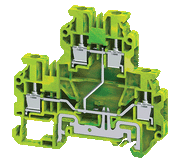 Connectwell CYDLG4(I.S), 4 mm², Internally shorted double-level ground terminal block, Green/Yellow