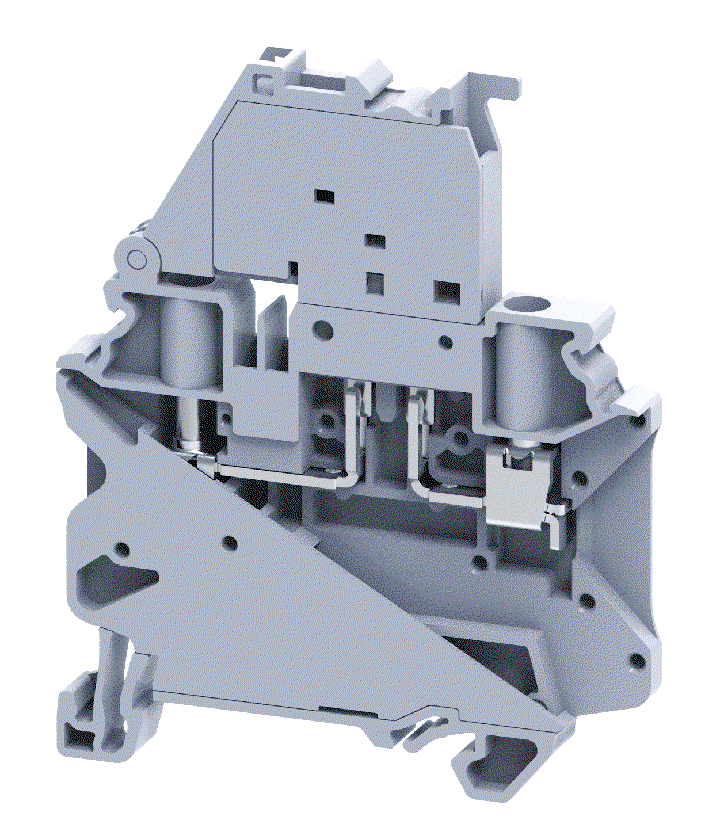 Connectwell CYF4L6-60V, 4 mm², Single-level fuse terminal block, with 6–60 V AC/DC LED, Grey
