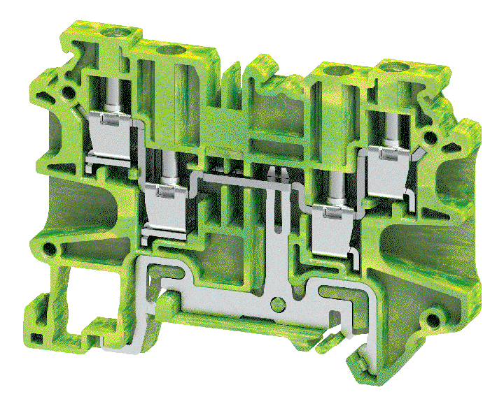 Connectwell CYG4/4EX, 4 mm², Four-connection protective-earth terminal block, Green/Yellow, For Ex e applications