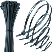 200 x 7.6mm Standard Black Cable Ties - Pack of 100