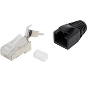 Cat6A STP Crimp Plug and Boot  - Black - Pack of 100