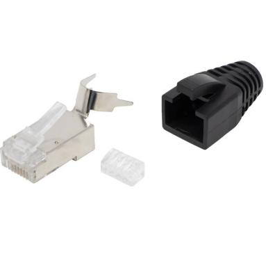 Cat6A STP Crimp Plug and Boot  - Black - Pack of 100