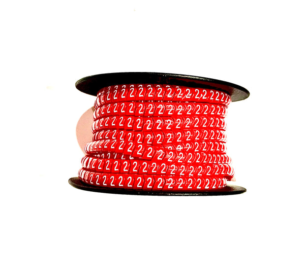 Partex - Colour Coded Cable Marker - Number 2 - Red - Reel of 1000 ...