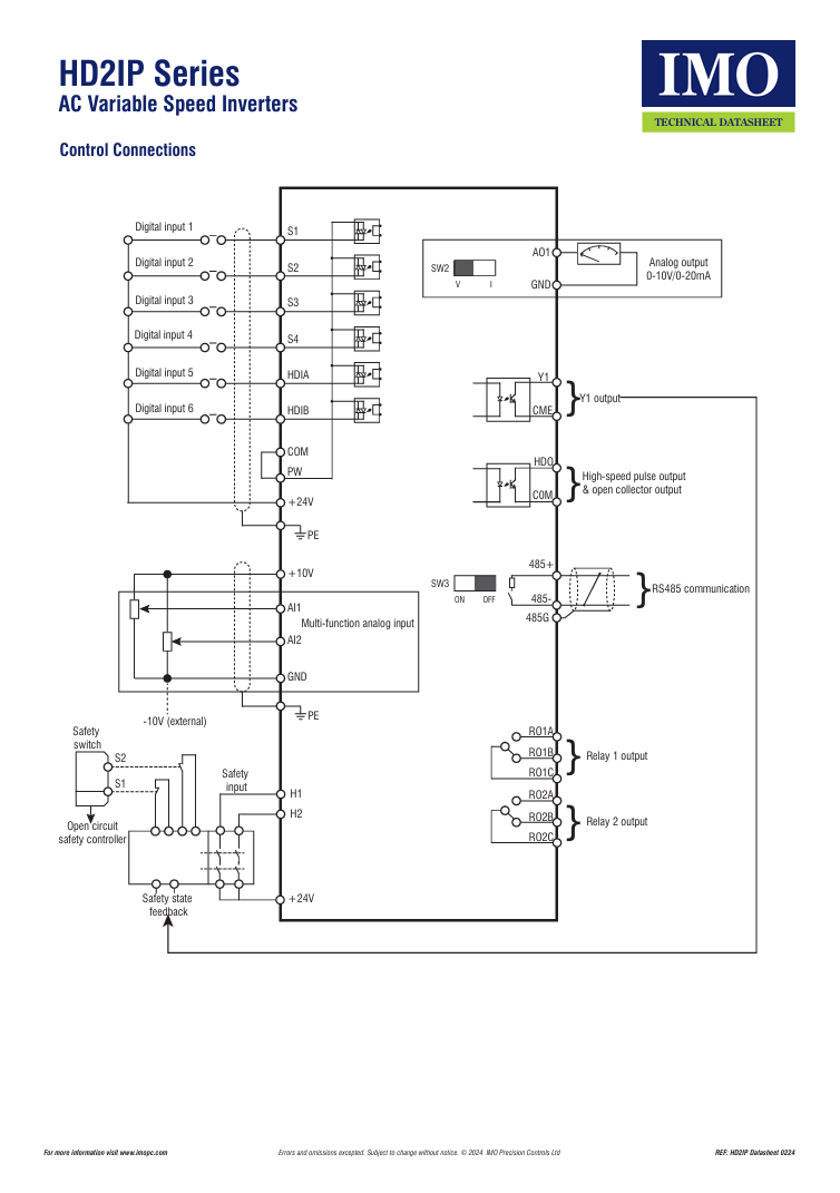 IMO - HD2IP-9.5A-43 - 4kW - 9.5A - 3ph - 400V - IP55 Variable Speed Drive