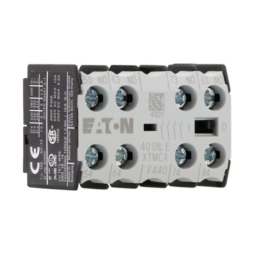 Eaton Moeller® series DILE Auxiliary contact module - 010304 - 4 pole, 4 N/O, Front fixing, Screw terminals, DILE(E)M, DILER