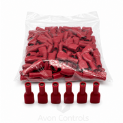 Fully Insulated Female Push On - Red - 0.5-1.5mm Cable - 4.8mm - Pack of 100