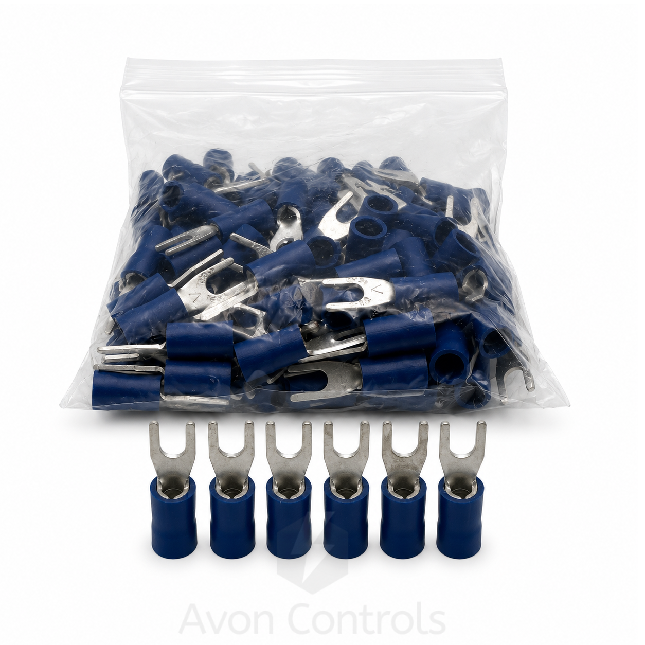 M3 - Fork Terminals - 3.2mm - Blue - Pack of 100