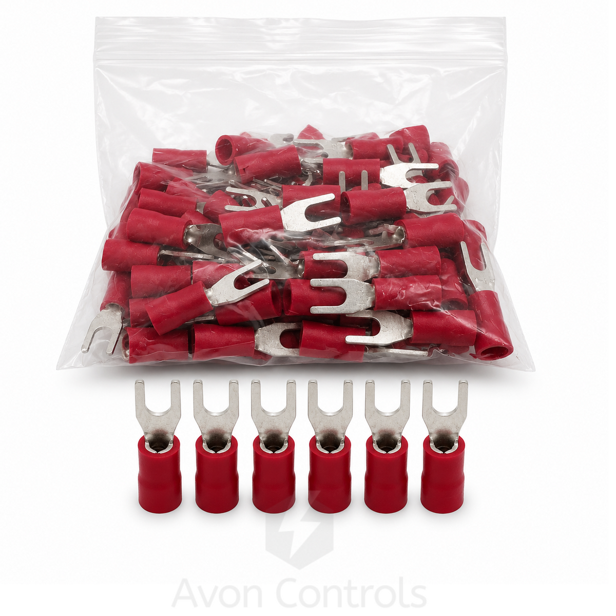 M3 - Fork Terminals - 3.2mm - Red - Pack of 100