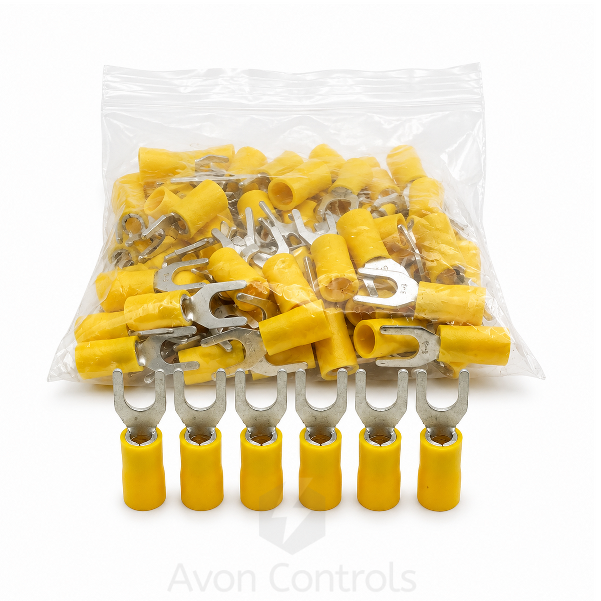 M5 - Fork Terminals - 5.3mm - Yellow - Pack of 100