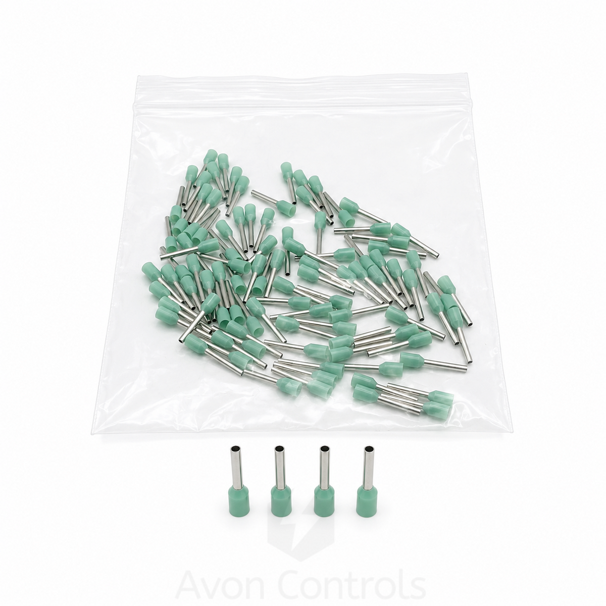 0.34mm Insulated Bootlace Ferrule (German) - Turquoise - Pack of 100