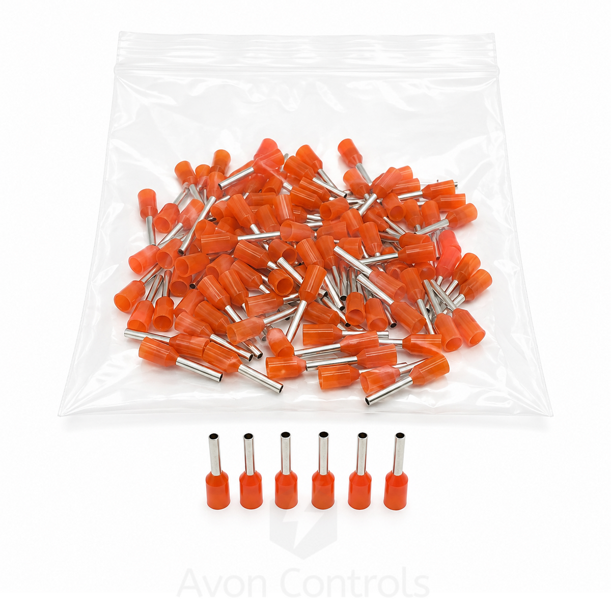 0.5mm Insulated Bootlace Ferrule (German) - Orange - Pack of 100